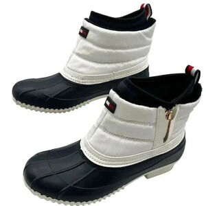 Tommy Hilfiger Womens 8 M Roana Zip Up Duck Booties Blue and white cozy classic